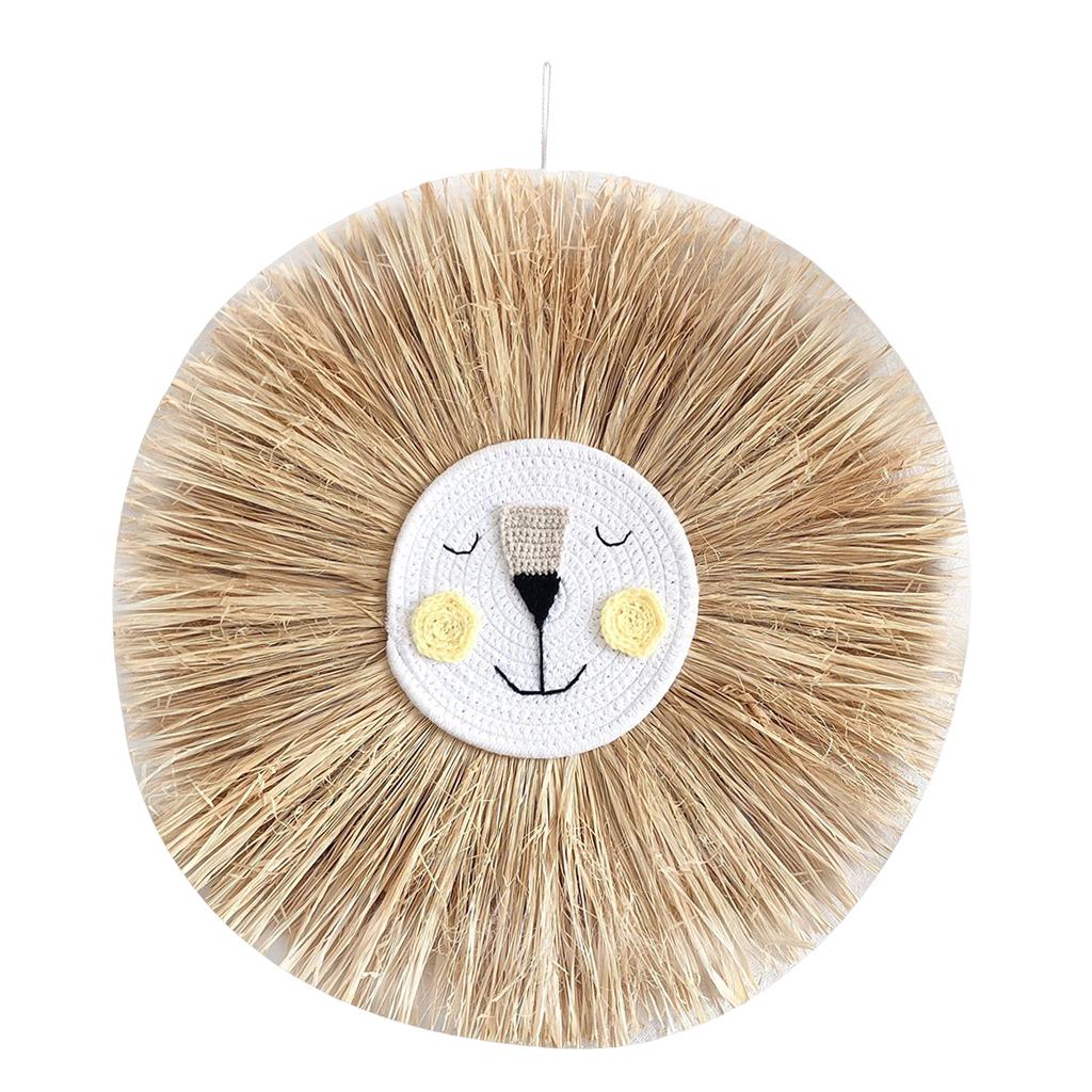 Bothyi - Paja Tejida A Mano Dibujos Animados León Tigre Borla Colgantes De Pared Durable Nordic C