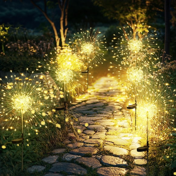 Lámpara solar de jardín GIGALUMI 120 LED, paquete de 6 unidades, color blanco cálido