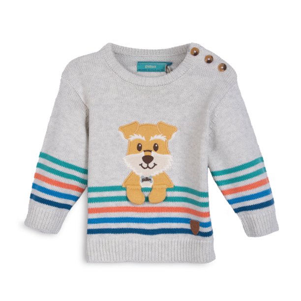 Chaleco Bebé Niño Cuello Redondo Perrito Melange Pillin