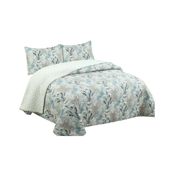 Quilt con sherpa 2 plaza beige J11