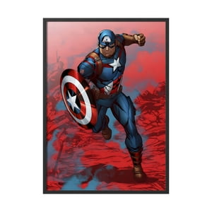 Creango - Cuadro Poster Enmarcado Capitan America Decorativo
