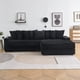 thumbnail image 2 of 111.4 " Black corduroy sofa, armrest with cup holder and storage function, recliner can be changed left and right, suitable for living room bedroom lounge area, 2 of 3