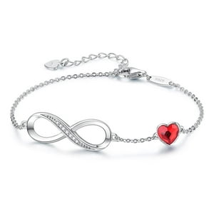 Luminara - Pulsera Plata Fina 925 Infinito Corazon Cristal Austriaco Plateado Talla Única