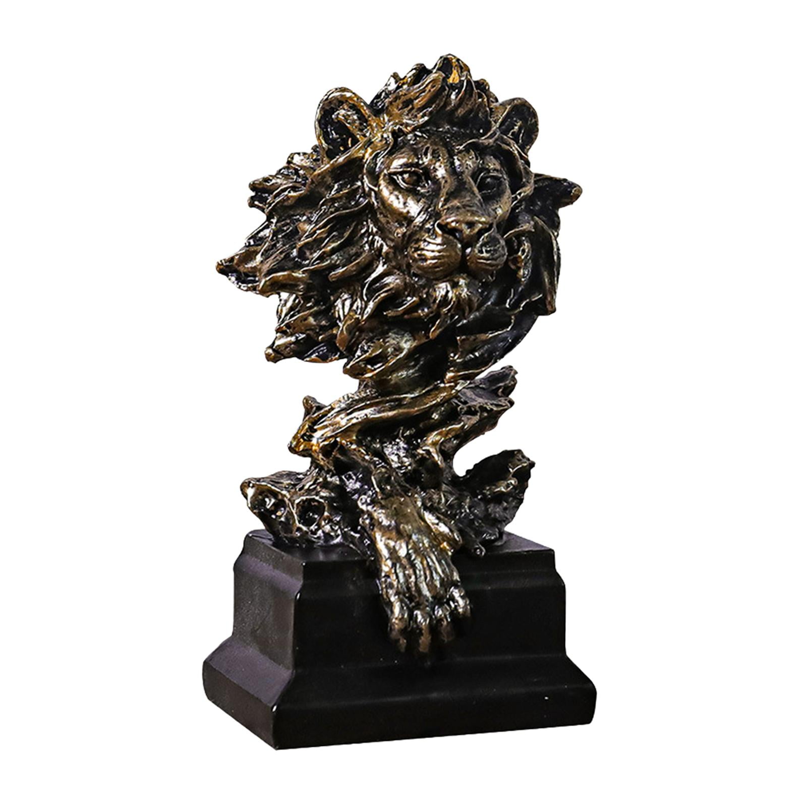 Bothyi - Estatua De Cabeza De León, Adorno De Mesa Artesanal Para Escritorio, Dormitorio, Regalo De Inauguración De La Casa, Bronce