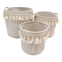 Genérico - Set De 3 Cesta Canasto Decorativo Cuerda Algodón Macramé Jhn