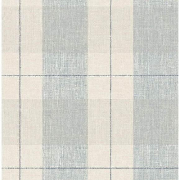 Papel pintado NextWall Lenox Hill a cuadros azul y beige