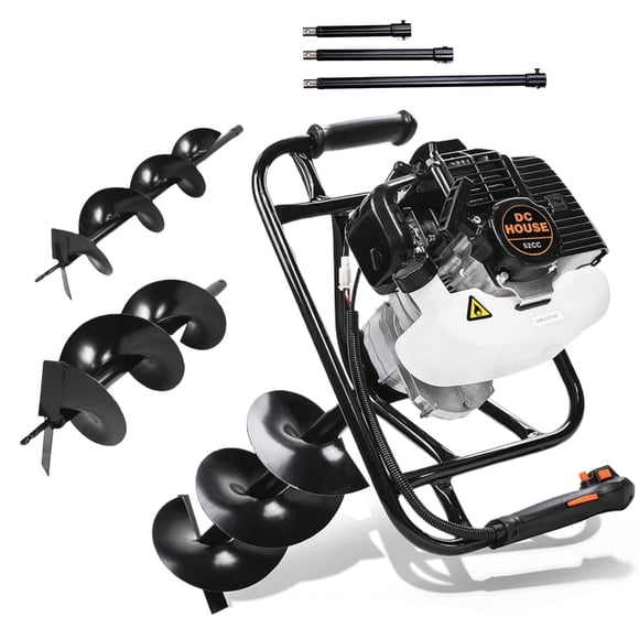 Barrena excavadora de postes DC HOUSE 52 cc 1800 W a gasolina con brocas de 15 cm y 25 cm
