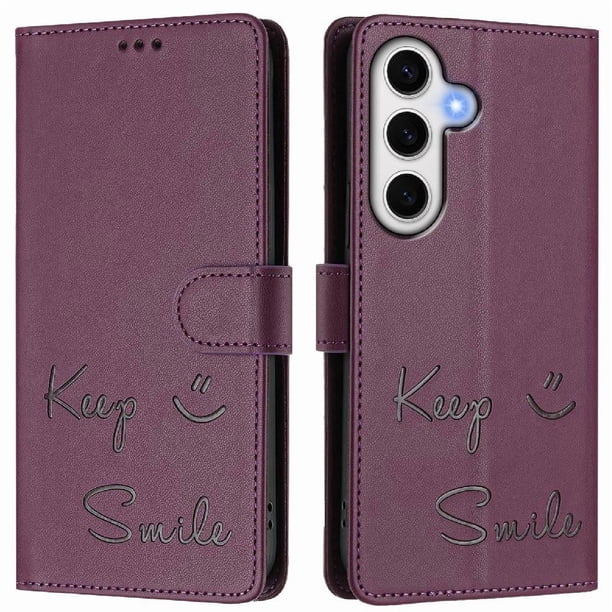 Funda Cartera para Samsung Galaxy S24 FE con Bloqueo RFID, Cierre Magnético y Ranuras Tarjetas Morado