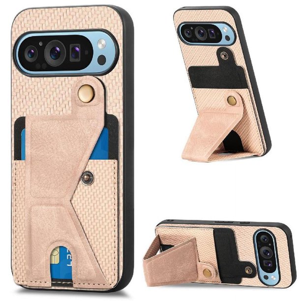 Funda Resistente para Google Pixel 9 con Tarjetero y Soporte, Diseño Magnético Blanco