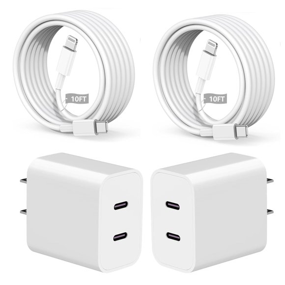 Cargador SpeedScope USB‑C de doble puerto con cable de 10 pies (3 m) – Pack de 2