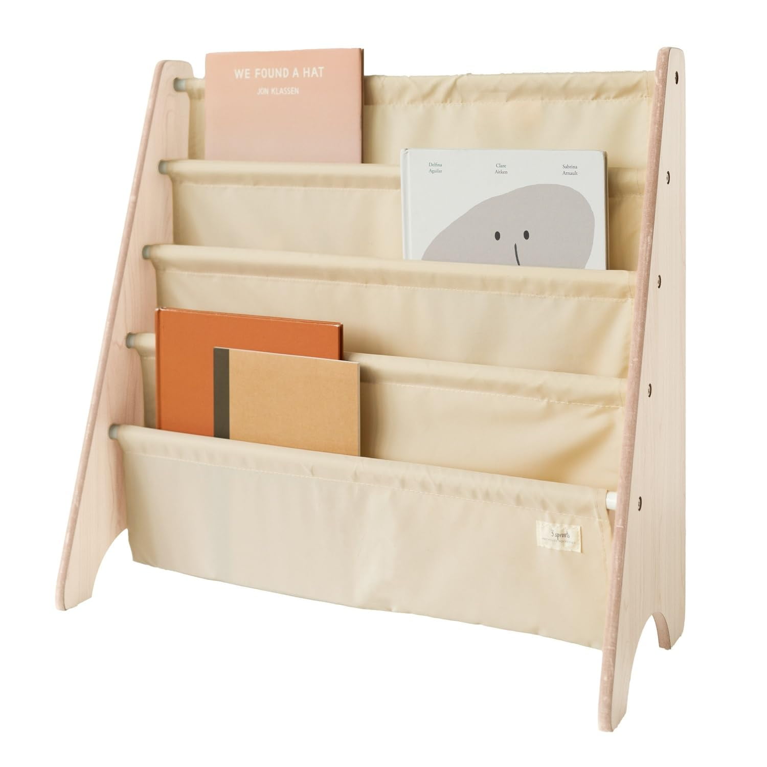 Estantería Para Niños Con 3 Sprouts, Tela Reciclada, 4 Niveles, Color Beige