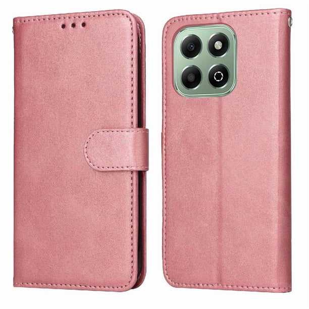 Funda Billetera para Honor X6C 4G con Porta Tarjetas y Soporte Ajustable Rosa