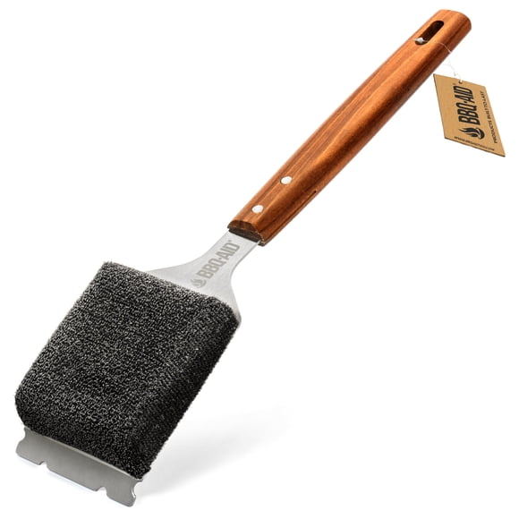 Cepillo para parrilla sin cerdas BBQ-Aid con mango de madera de 43 cm