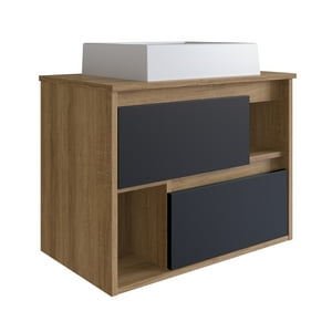 Df Home - Vanitorio Mural Nova 2 Puertas Castaño Negro Con Lavamanos Lvp03.071