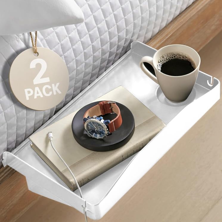 Organizador De Cabecera Modern Innovations Para Cama De 2 Unidades, Blanco