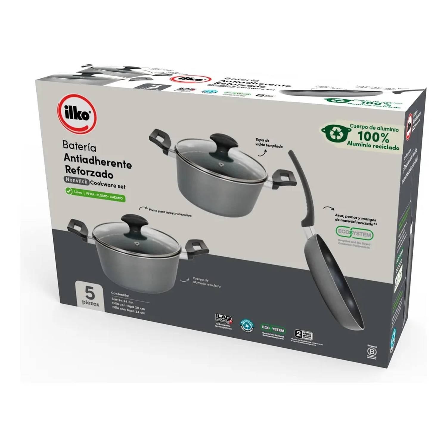 Bateria Cocina Ilko 7 Piezas Negro