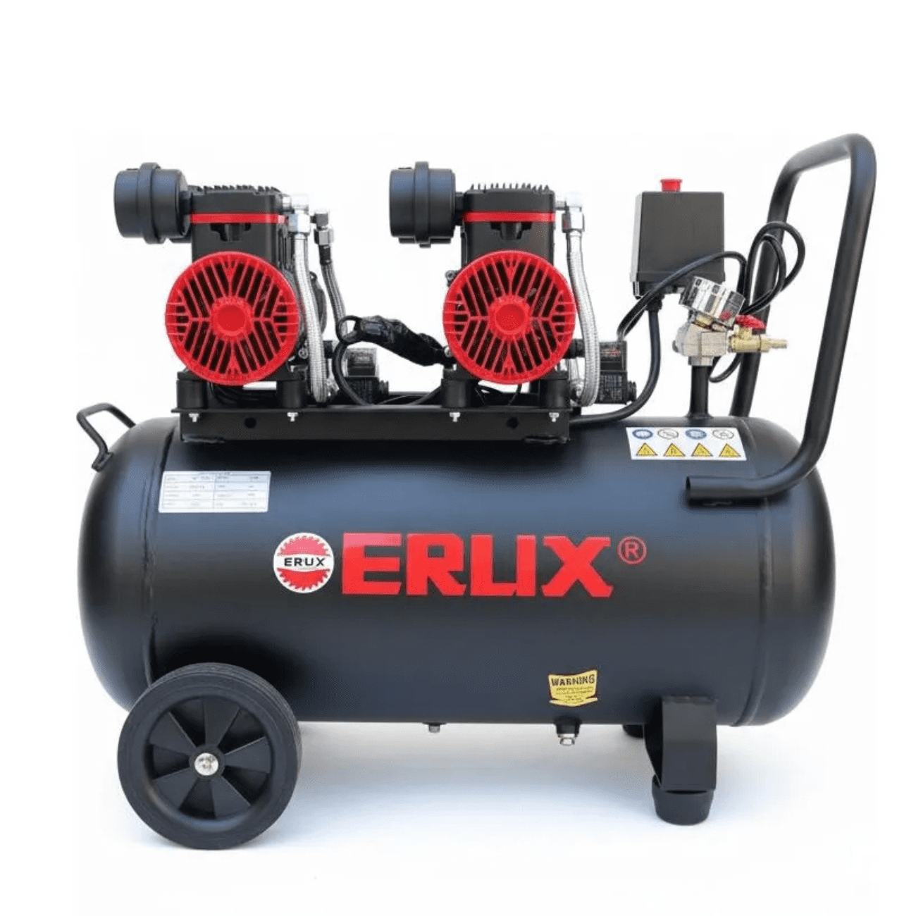 Erux - Compresor De Aire/oil Free 50l 1200w Doble Motor 8 Bar 220v Negro 50hz Monofásica