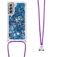 Funda Foxdock Para Samsung Galaxy S21 Fe Con Cuerda Ajustable, Brillo Líquido, Protección Antigolpes Y Lente – Ideal Para Regalo