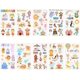 thumbnail image 1 of 20 hojas de tatuajes temporales de circo para niños, 10 estilos, para carnaval, payaso, elefante, globo, foca, oso, caballo, dibujos animados, para fiestas., 1 of 7