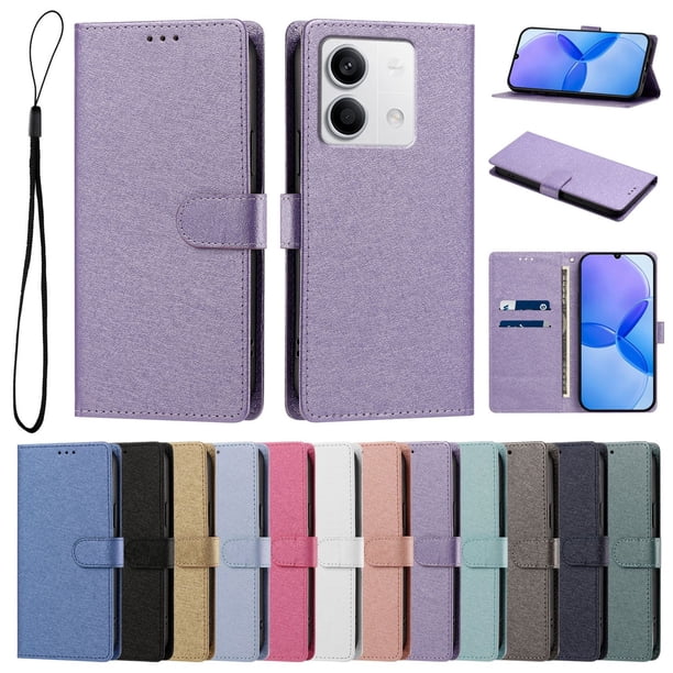 Cartera Funda para Xiaomi Redmi Note 13 5G Carga Inalámbrica, Lila