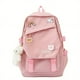 thumbnail image 4 of 1pc Simple Backpack With Cute Cartoon Badge And Pendant, Korean Version Double Shoulder Bag, Large Capacity Backpack For Short-Distance Travel, Students Schoolbag, 4 of 5