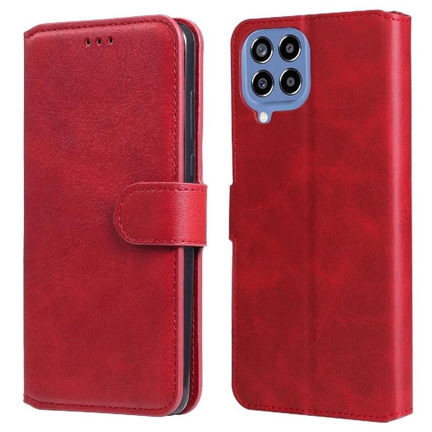 Funda Billetera para Samsung Galaxy M33 5G con Porta Tarjetas y Soporte Ajustable Rojo