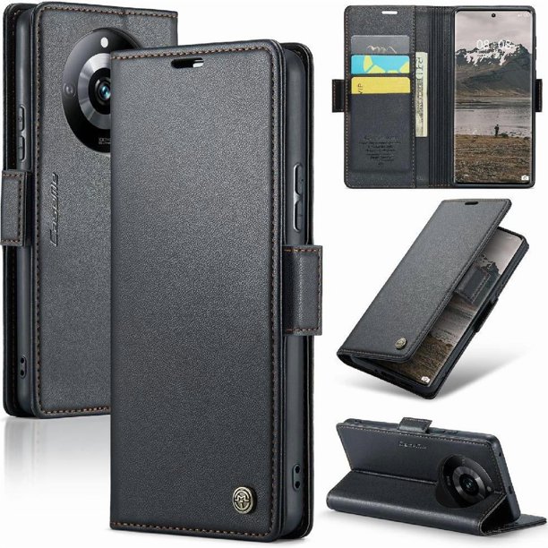 CaseMe tipo cartera Realme 11 Pro con cierre magnético, RFID, tarjetero, soporte, carga inalámbrica