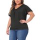 thumbnail image 4 of Agnes Orinda Talla Grande Blusa para Mujeres Escuela Universidad Cuello en V Volante Manga Corta Camiseta Verano Tops 4X Negro, 4 of 6