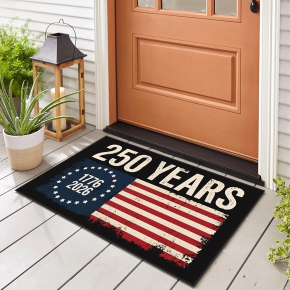 Alfombra de bienvenida SuQKXCo 43x74 cm Bandera de EE. UU. 250.º aniversario
