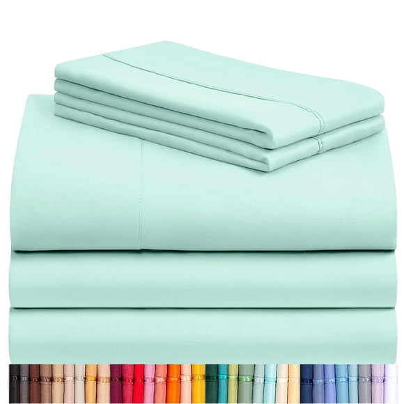 Juego de sábanas LuxClub Split King Aquamarine de 5 piezas con bolsillos profundos