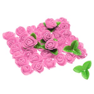 Cabezas De Rosa De Espuma Uxcell 500 Piezas Rosa Oscuro Con 10 Hojas 5 Cm