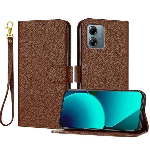 Funda Cartera para Motorola Moto G Play 2025 Tarjetero Soporte Magnético y Correa Marrón