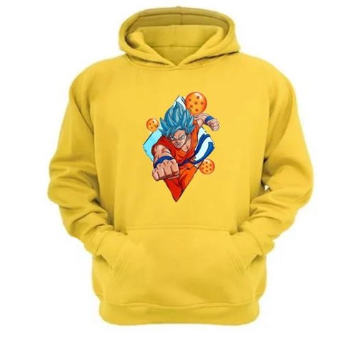 Genérico - Polerón Canguro Goku Amarillo Talla S Unisex
