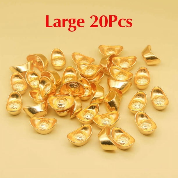 20pcs Chinese Style Golden Ingot Ornaments - Lucky Yuanbao Fengshui Decor for a Lucky & Auspicious Home!