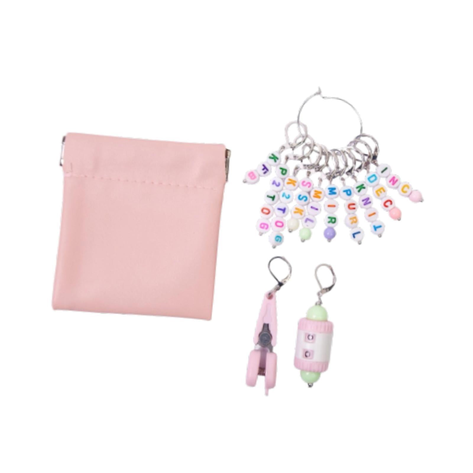 Bothyi - Marcadores De Punto Con Letras Y Tijeras, Marcador De Punto De Bloqueo Para Crochet, Color Rosa