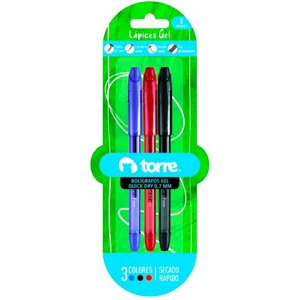 Pack X 4 Blister 3 Bolígrafo Gel Quick Dry – Torre