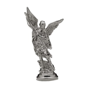 Bothyi - Estatua De Metal De San Miguel Del Santo Ángel Para La Entrada, Escritorio, Sala De Estar, Plata