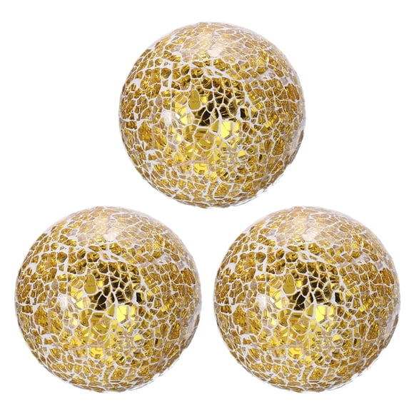 Uxcell 3Pcs Bolas Decorativas de Vidrio 3.15 pulgadas Orbes Bolas de Centro para Decorar Cuencos, Tono Dorado