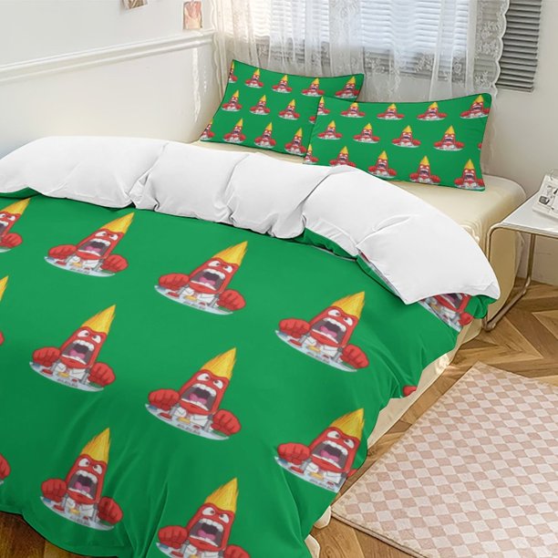 Green Anger Inside Out Comforter Set Soft 3 Pcs Twin Bedding Sets Thicken for All Season