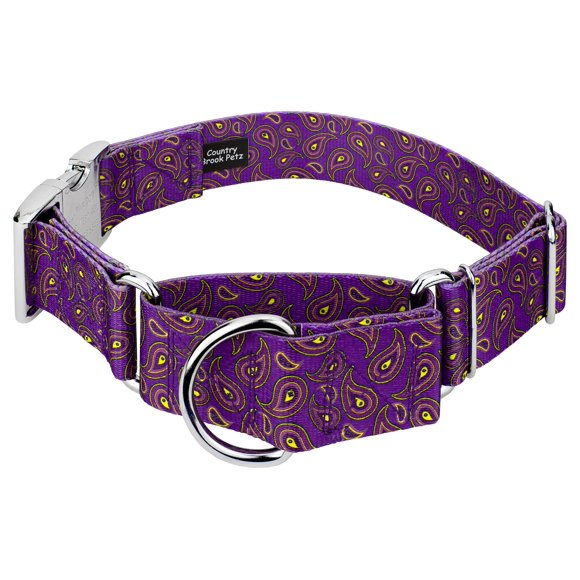 Collar para Perro Country Brook Petz 4 cm Púrpura con Motivo Paisley Talla Media