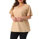 thumbnail image 4 of Agnes Orinda Blusas de Mujer Tallas Grandes Cuello en V Metálico Manga Corta Camiseta Tops de Fiesta 3X Champán, 4 of 6