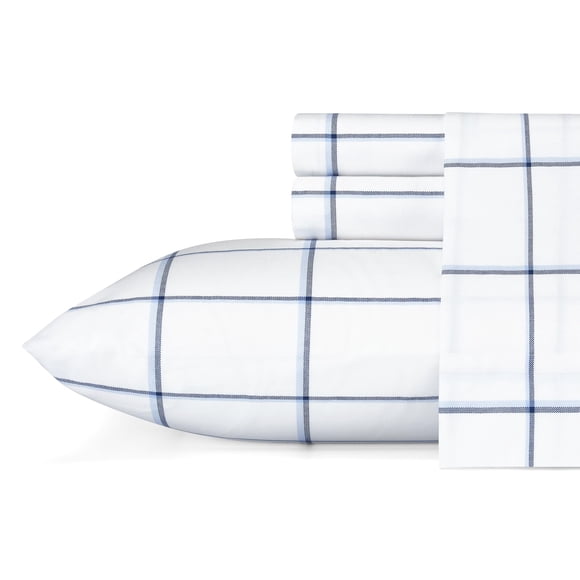 Juego de sábanas Nautica Cotton Percal Crisp & Cool Queen Plot Blue