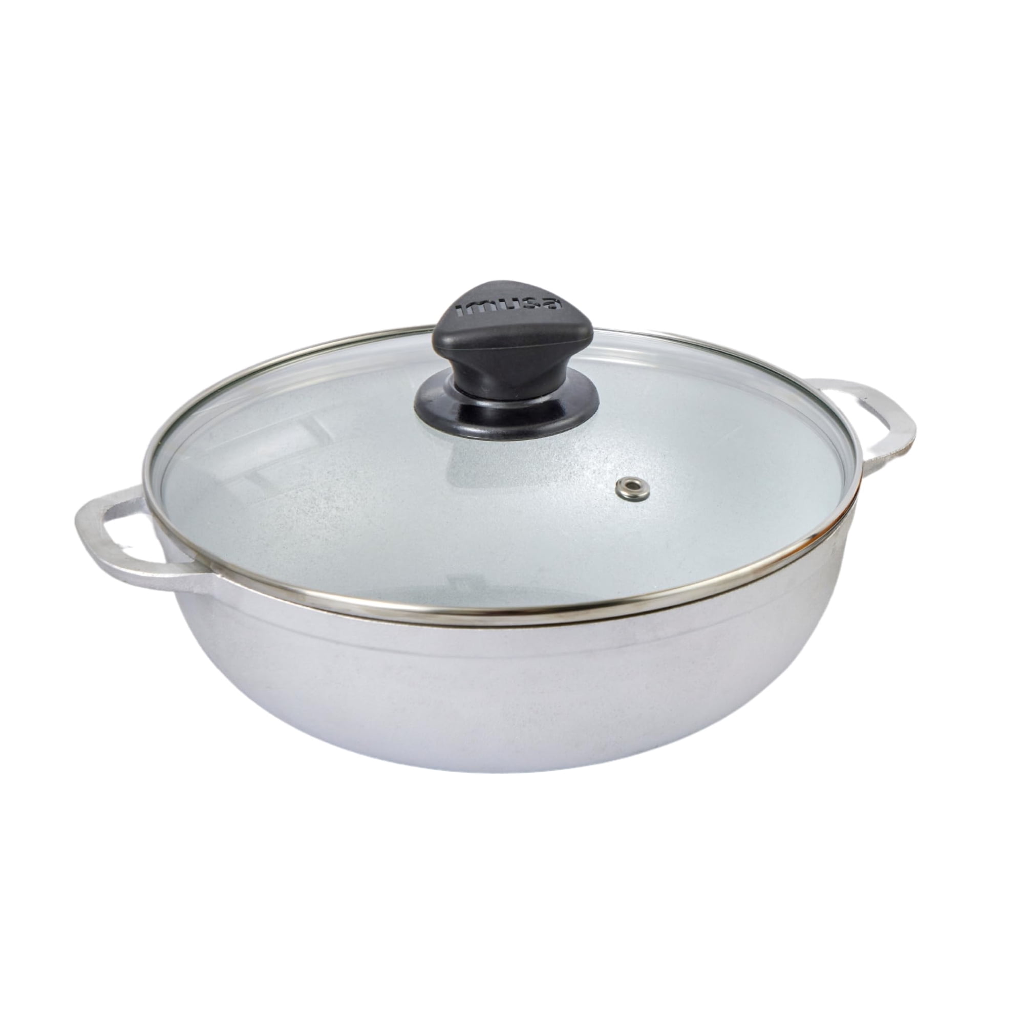 Olla Imusa Caldero De Aluminio Fundido De 7 Litros Con Tapa De Vidrio De 30 Cm