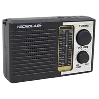 Tecnolab - Radio Portatil Panel Solar Led Usb Am Fm Sw Negro