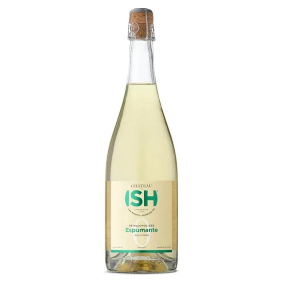 Château del ISH Espumante sin alcohol, vino blanco y champán sin alcohol, sin gluten, bajo en calorías, 0.0%, con uvas Airén desalcoholizadas, dulce y refrescante, botella de 750 ml