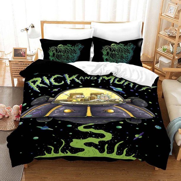 Rick And Morty Cartoon Quilt Duvet Cover Set Comforter Cover3-Piece Bedding Set