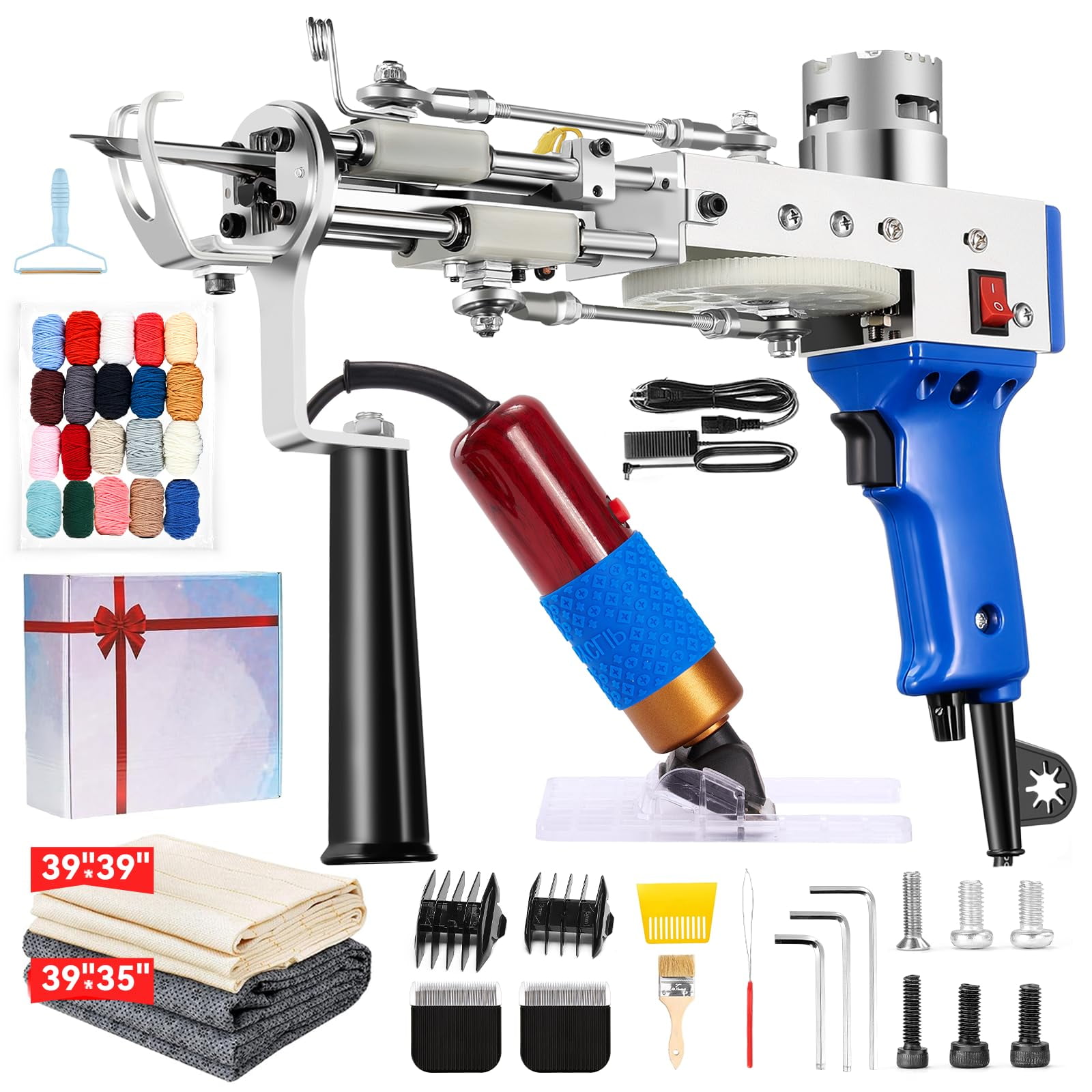 Besgeer - Kit De Alfombra Tufting Gun Con Recortadora De Alfombras 2 En 1 Pelo Cortado