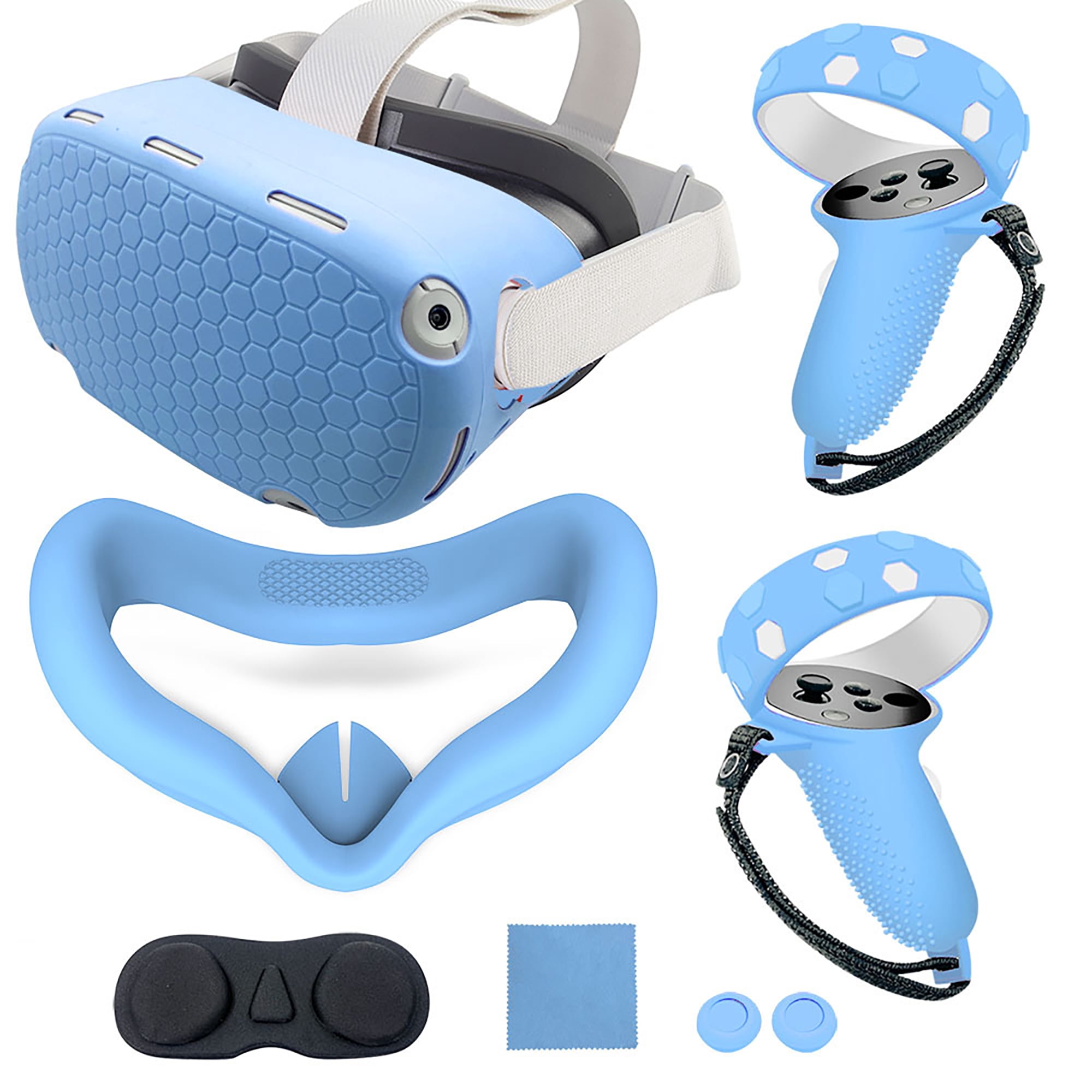 Genérico - Juego De Fundas De Silicona Para Quest 2, Funda Protectora De Vr Que Incluye Funda Frontal Y Funda De Agarre Para Controladores, Funda Para La Cara, Funda Protectora De Lentes