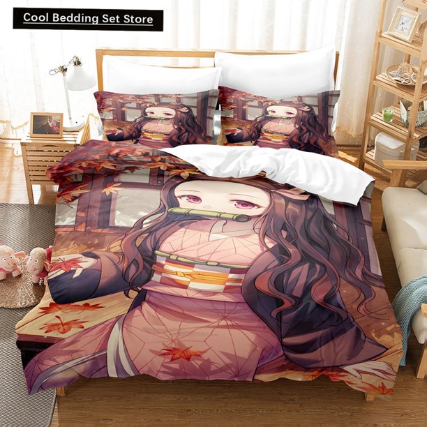 New Anime Kamado Nezuko Duvet Cover Demon Slayer Bedding Sets Kids Boys Girls Bed Linen Full Twin Size Sets Bed Sheets