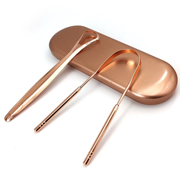 Raspador de lengua para adultos (2 piezas), raspador de lengua para adultos, reduce el mal aliento (incluye caja), raspador de lengua de acero inoxidable, raspador de lengua de metal, raspador de